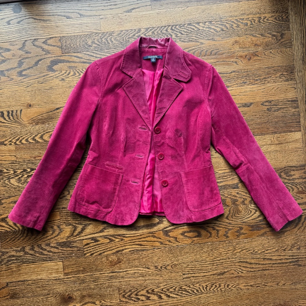 Chadwicks Genuine Leather Magenta Blazer Jacket 4P